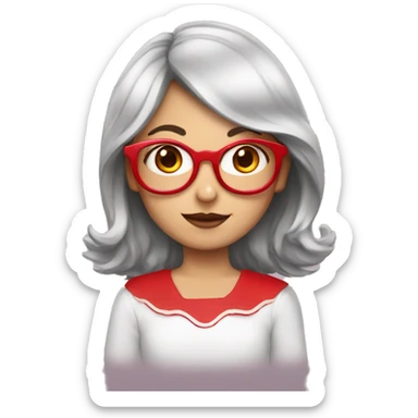 Emoji niña alta, con tres orejas, pelo rojo y corto y con gafas sticker