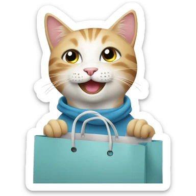 happy gay cat with shopping bags sticker