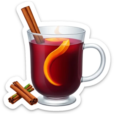 mulled wine in glass cup without straw sticker