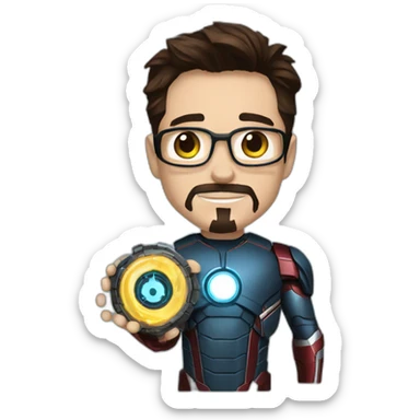 Tony stark with arc reactor in hand  sticker