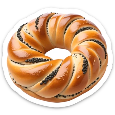 Cinematic Realistic Simit twisted Turkish bread in poppy seeds sticker
