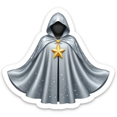 a fantasy  magic, silver color with star pattern cloak sticker