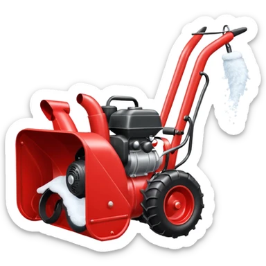 red snowblower emoji with snow being blown actively sticker
