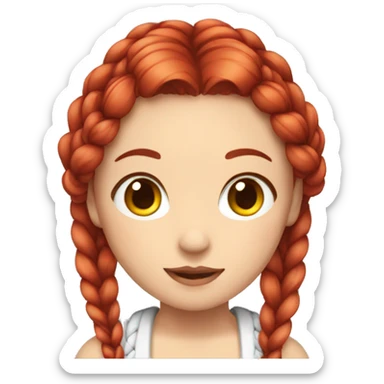 japaenese girl with red hair and braid hair sticker