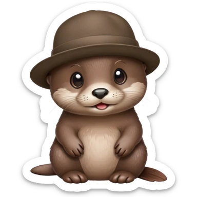 a baby otter wearing a hat sticker