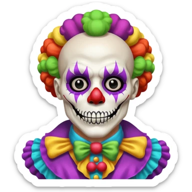 cute skeleton man clown with makeup sticker
