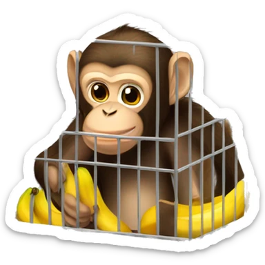 Monkey in a cage. Can't reach the banana.  4к sticker