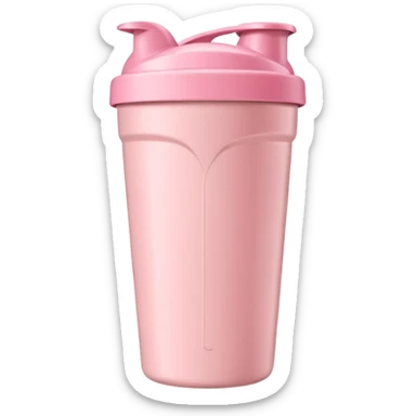 Pastel pink shaker cup with protein coffee inside, minimal composition sticker