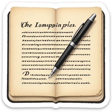 a paper manuscript that is a screenplay with a ballpoint pen sticker