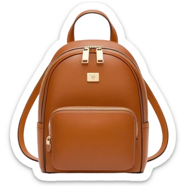 small cognac commuter leather backpack purse, women's, minimal aesthetic, plain, fashionable sticker