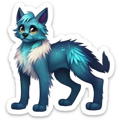 Cool cute Kawaii edgy fantasy animal sparkle fursona Fionbri creature by griffsnuff & LiLaiRa & Falvie full body sticker