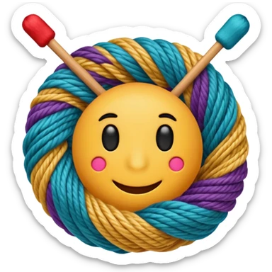 Knitting emoji sticker