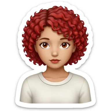 menina de cabelos cacheados curtos, com mechas ruivas e olhos castanhos sticker