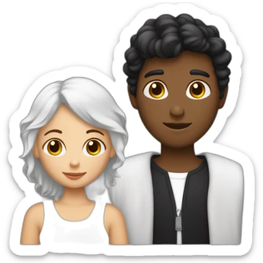 Un jeune homme noir avec une jeune femme blanche qui font des bisous sticker