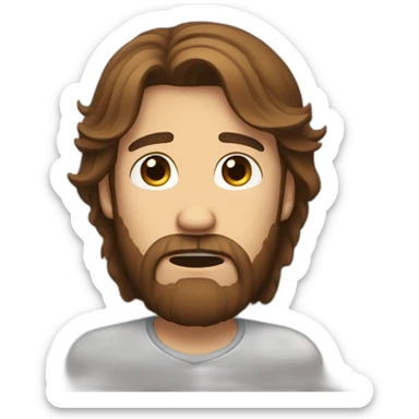 long brown haired bearded man crying sticker
