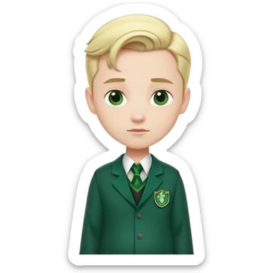 pregnant man in Slytherin uniform, pale skin, short blonde hair slicked back sticker