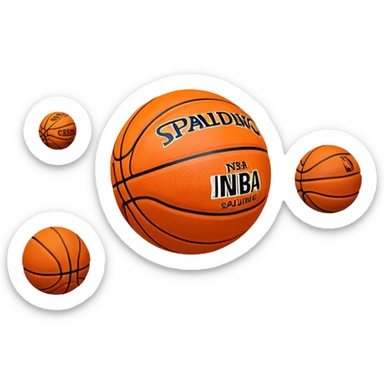 Ultra minimalist basketball in classic orange color with very tiny Spalding and NBA logos, extremely simple design with minimal details sticker