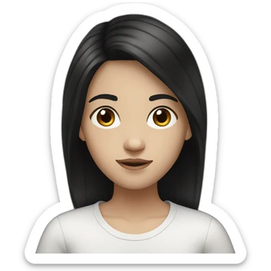 realistic white teenager with black hair sticker