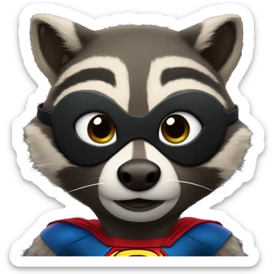 Portrait of a Raccoon in a Super-man costume sticker