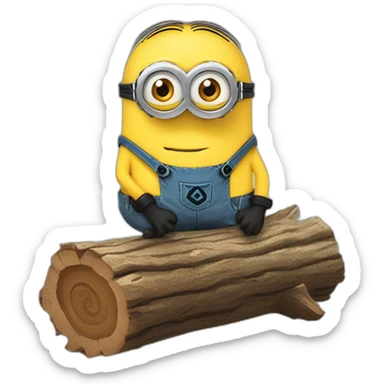 minion hugging log sticker