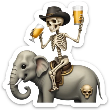 Skeleton Rider on elephant, Drinking. sticker