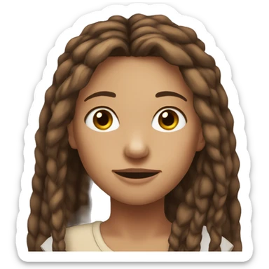 Portrait. Deer girl. She has deer ears and deer antlers. She has Long brown dreadlocks. Her skintone is pale sticker