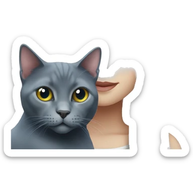 Russian Blue cat with Girl  sticker