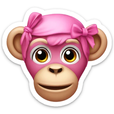 Pink monkey wearing a bow  sticker