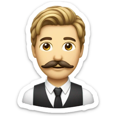 Personne avec moustache carré et coupe de cheveux sur le côté  sticker