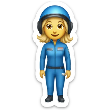 Pretty Honey blonde woman in blue helmet and blue flight jumpsuit  sticker