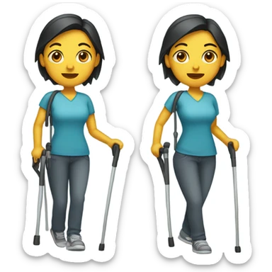 Woman with crutches  sticker
