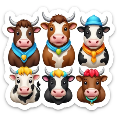 generate an emoji of a group of male and female bulls travelling together on holidays sticker