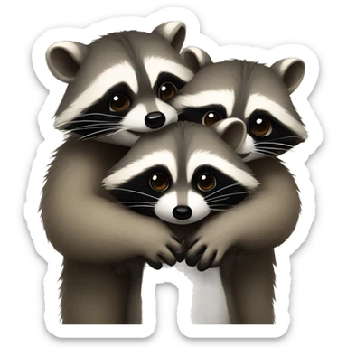 raccoons huggng sticker