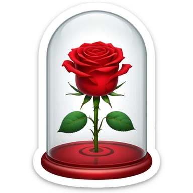 red rose under a glass dome sticker