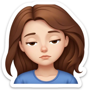 Sleepy girl, long brown hair sticker