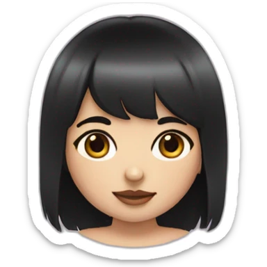 Girl with black eyes chubby cheekes sweet face black haired with wolf cut bangs sticker