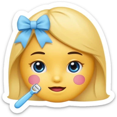 Mache einen coquette emoji ne babyblaue schleife ohne Gesicht  sticker