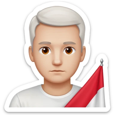 ultra realistic polish man with two-colored poland flag sticker