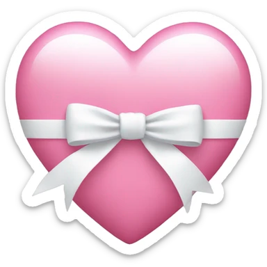 pink heart with a pretty white bow sticker