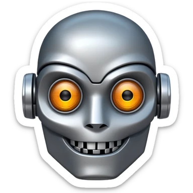 evil robot. Only its head. Low details. Make it smile sticker