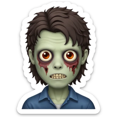curly dark dark brown mullet haired zombie boy sticker