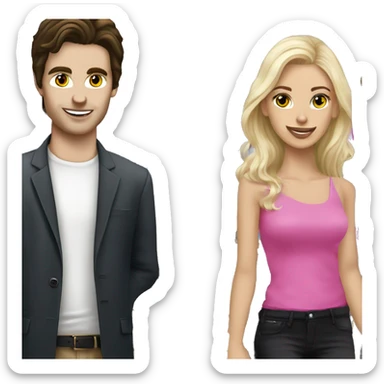 white boy with dark hair buying blonde girl pink Mercedes brabus sticker