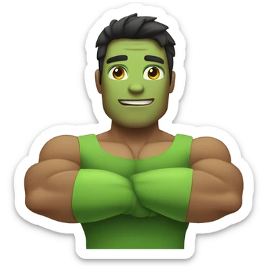 peepo green strong-muscle arms sticker