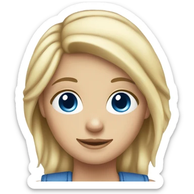 blonde girl blue eyes blue overalls sticker