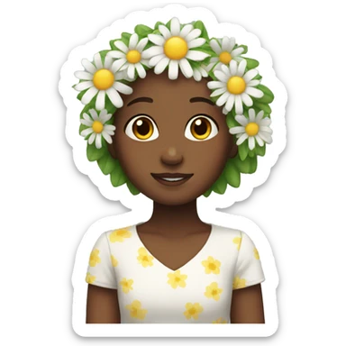 Girl with daisies in hair sticker