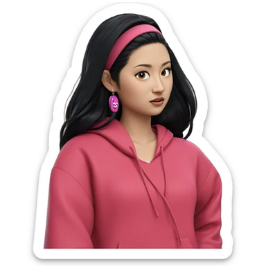 girl with long black hair sticker