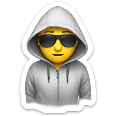 white hacker with hoodie and computer sticker