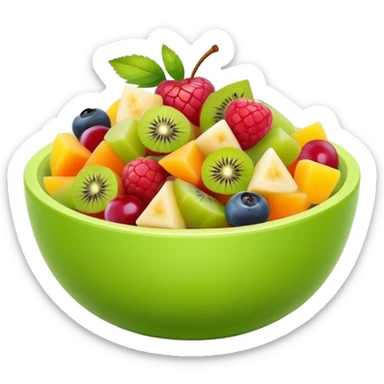 tiny small green bowl of Fruit salad front view sticker