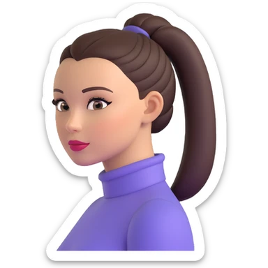 clean girl with smooth skin, subtle makeup, hair in a sleek ponytail sticker