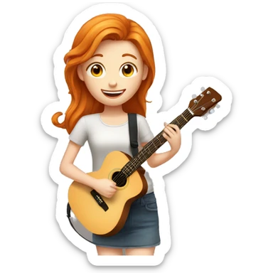 pretty GINGER girl singing playing guitar sticker